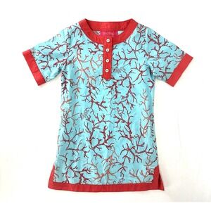 Lilly‎ Pulitzer NWT Kallie Printed Tunic Dress Blue & Coral $78 Size Medium 6
